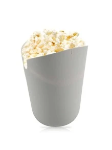 1pc Silicone Popcorn Bucket, Minimalist Grey Foldable Popcorn Bowl For Household - Grey - View 3