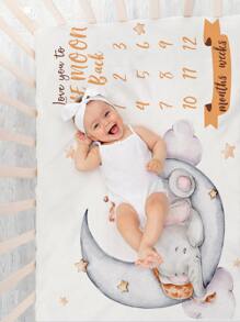Newborn Baby Boy Photography Cartoon Graphic Blanket With 2pcs Accessory - White - View 1