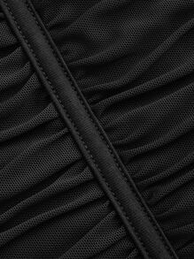 SHEIN MOD Tie Front Ruched Cami Top - Black - View 3