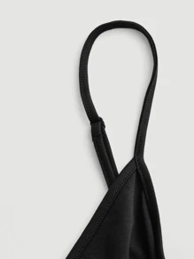 SHEIN MOD Tie Front Ruched Cami Top - Black - View 4