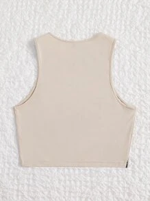 SHEIN MOD Figure Graphic Crop Tank Top - Beige - View 2