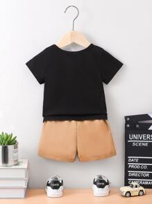 Baby Boy Slogan Graphic Tee & Shorts - Multicolor - View 2