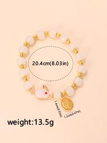 1 chiếc đồng hồ thạch anh trang trí bằng đá thạch anh & 1 chiếc vòng tay đính cườm - Vàng - Xem 4