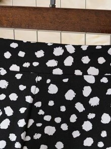 SHEIN LUNE Plus Allover Print Wide Leg Pants - Black and White - View 4