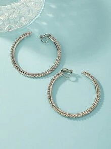 Vòng bít tai chi tiết xoắn - Bạc - Xem 4