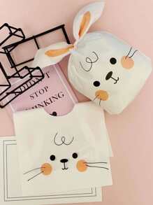 10pcs Cute Rabbit Ear Gift Packaging Bag, Long Ear Plastic Bag Back To School Valentine Day - Multicolor - View 1