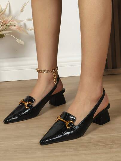 Mule con tacco largo e punta affusolata, senza tallone, eleganti, da donna per l'autunno/inverno