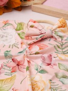 嬰兒攝影印花毯子和頭巾道具 - 粉色 - 查看 5