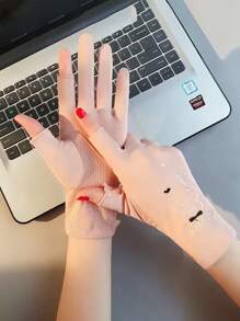 Guantes con estampado de dibujos animados - Rosa - Ver 1