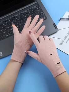 Guantes con estampado de dibujos animados - Rosa - Ver 2