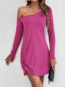 SHEIN Essnce Robe Unicolore Ourlet Torsadé