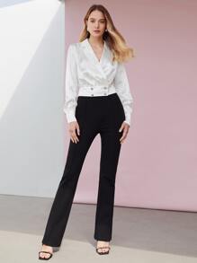 MOTF PREMIUM PINSTRIPE BLAZER BLOUSE - White - View 5