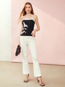 MOTF PREMIUM 印花針織吊帶上衣 - 黑色 - 查看 5