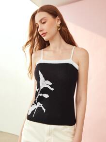 MOTF PREMIUM 印花針織吊帶上衣 - 黑色 - 查看 6