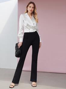 MOTF PREMIUM PINSTRIPE BLAZER BLOUSE - White - View 9