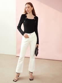 MOTF PREMIUM BUTTON DETAIL KNIT JUMPER - Black - View 6