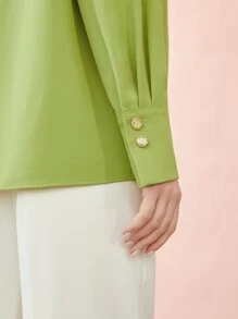 MOTF PREMIUM GATHERED NECK BLOUSE - Lime Green - View 8