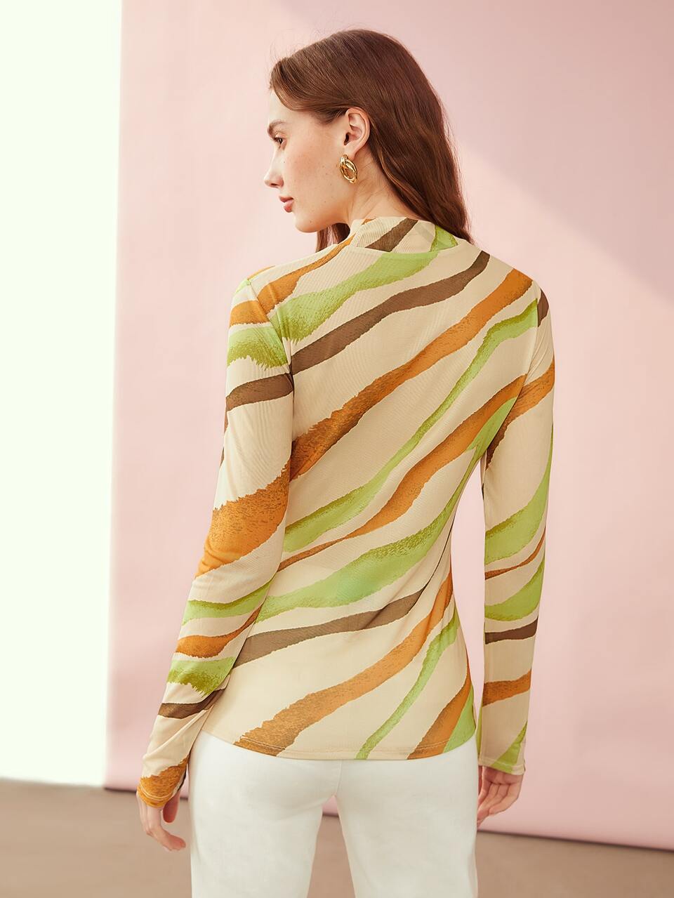 MOTF PRINTED MOCK-NECK TOP