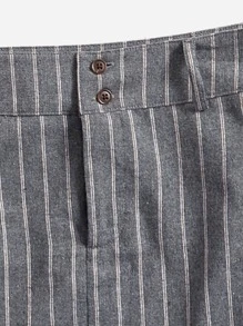 SHEIN EZwear Notched Collar Striped Crop Top & Skirt Without Shirt - Grey - View 5