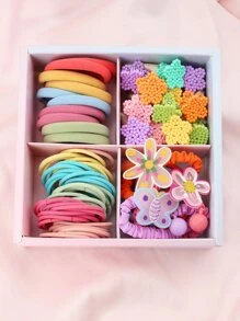 Niñas 73 piezas Set accesorio de pelo con diseño de flor - Multicolor - Ver 1