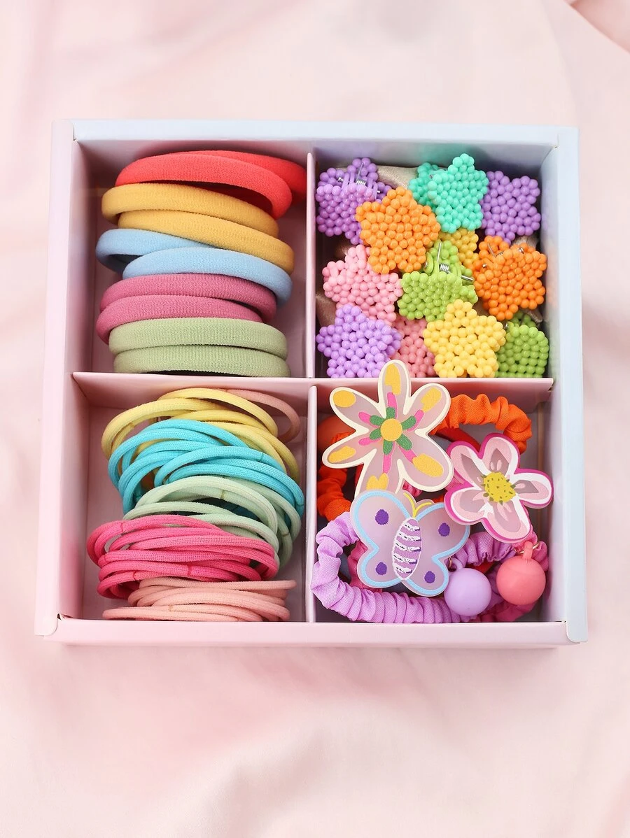 Niñas 73 piezas Set accesorio de pelo con diseño de flor - Multicolor - Ver 1