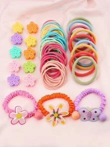 Niñas 73 piezas Set accesorio de pelo con diseño de flor - Multicolor - Ver 2