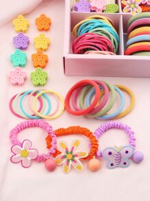 Niñas 73 piezas Set accesorio de pelo con diseño de flor - Multicolor - Ver 3