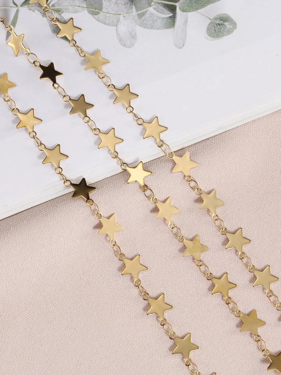 1入組星形裝飾鏈條DIY首飾配件 - 金黃色 - 查看 1