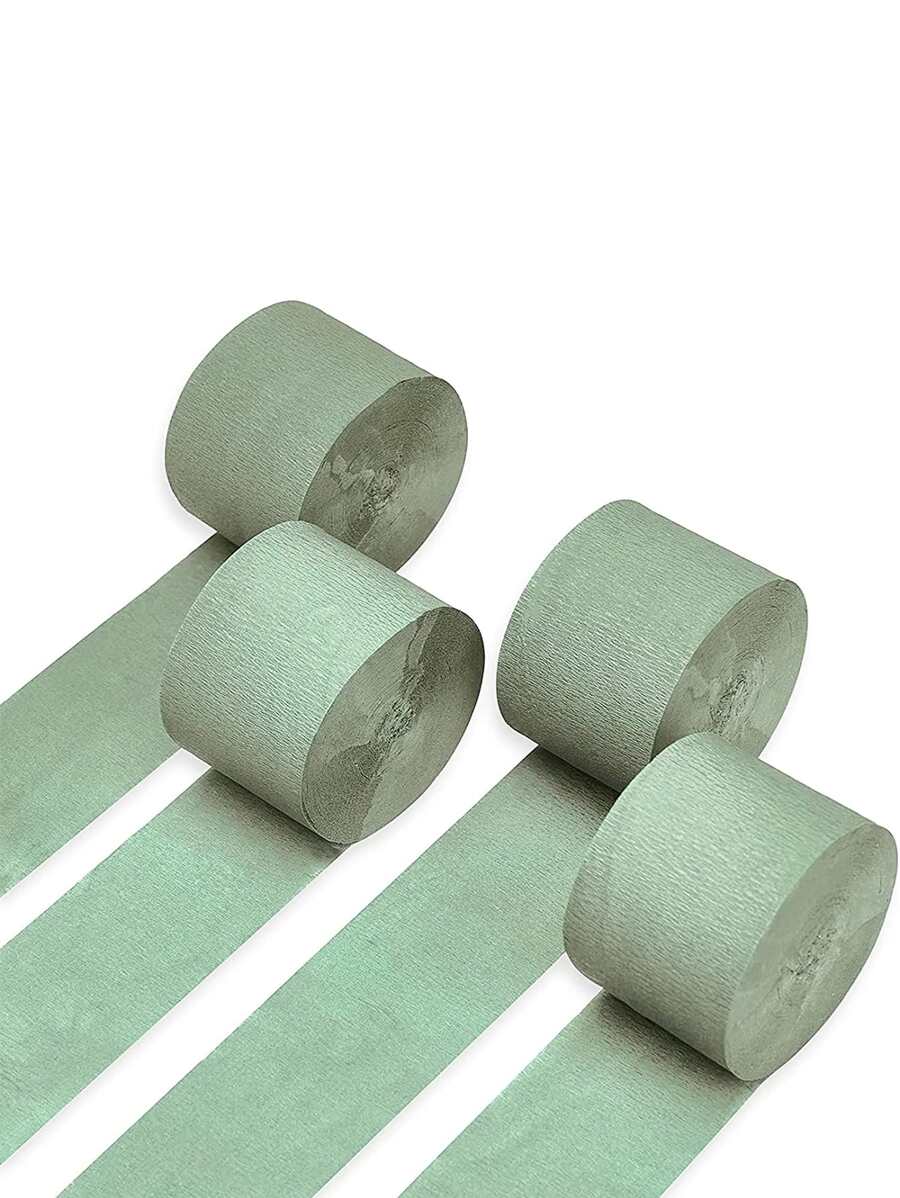 4 rollos de serpentinas decorativas de papel, papel crepé decorativo verde moderno para fiestas - Verde Oliva - Ver 1
