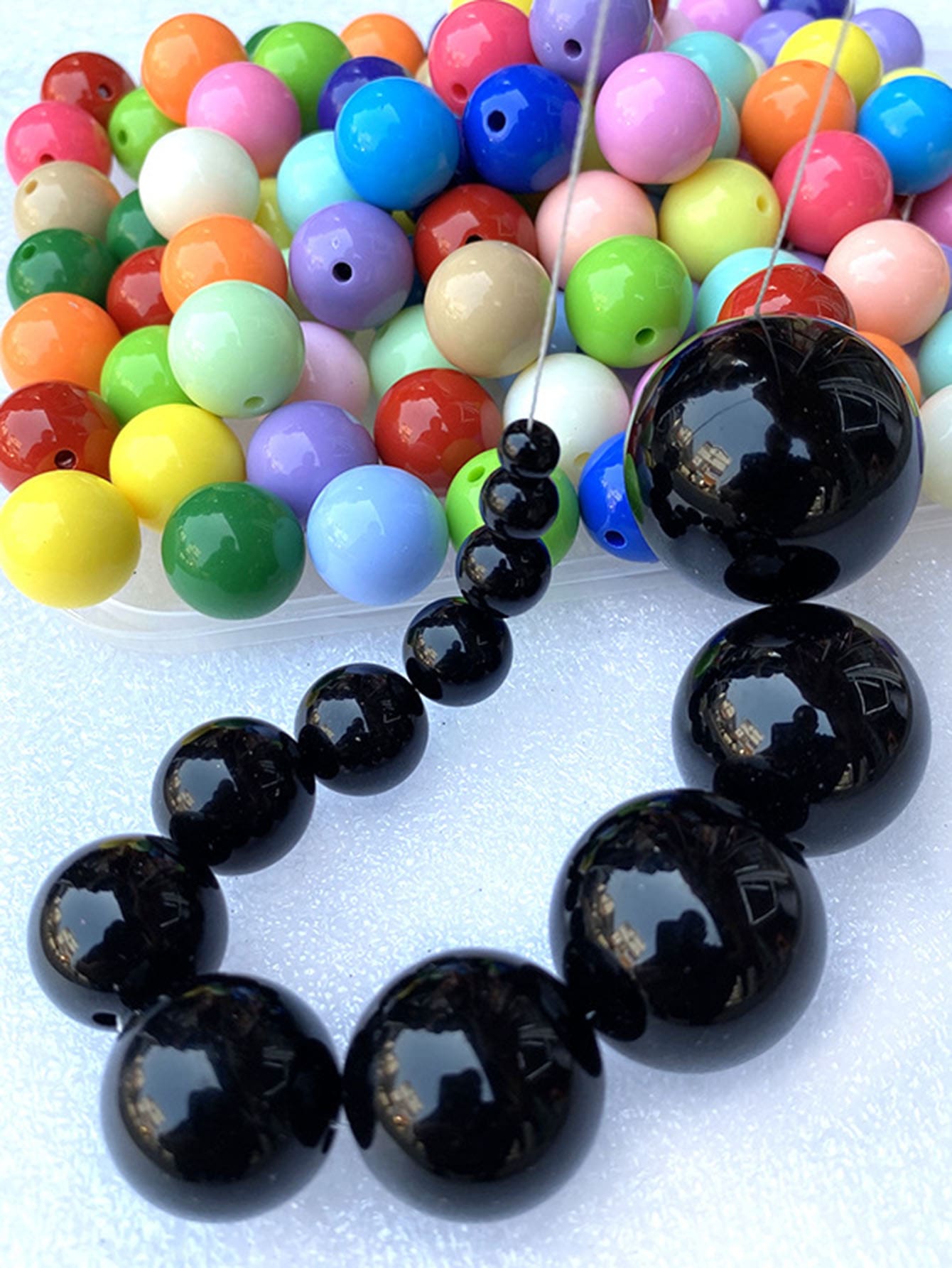 1 paquete accesorio de joyería DIY con cuentas acrílicas - Negro - Ver 1