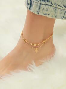 Heart Charm Layered Anklet Valentines