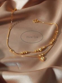 Heart Charm Layered Anklet Valentines