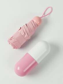 1pc Mini Capsule Umbrella, Pink Multifunction Umbrella For Outdoor - Pink - View 1