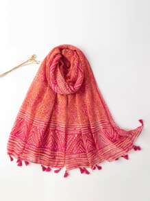 1 件几何图案流苏装饰围巾波西米亚风围巾头巾、发带、头带非常适合装扮您的冬季秋季 - 彩色 - 查看 3