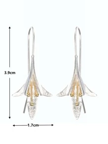 2pcs Flower Decor Earrings Female Fashion Vintage Blooming Flowers Two Tone Stud Jewelry Earrings - Multicolor - View 4