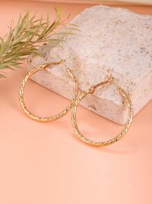 極簡圓耳環 - 金色 - 查看 1