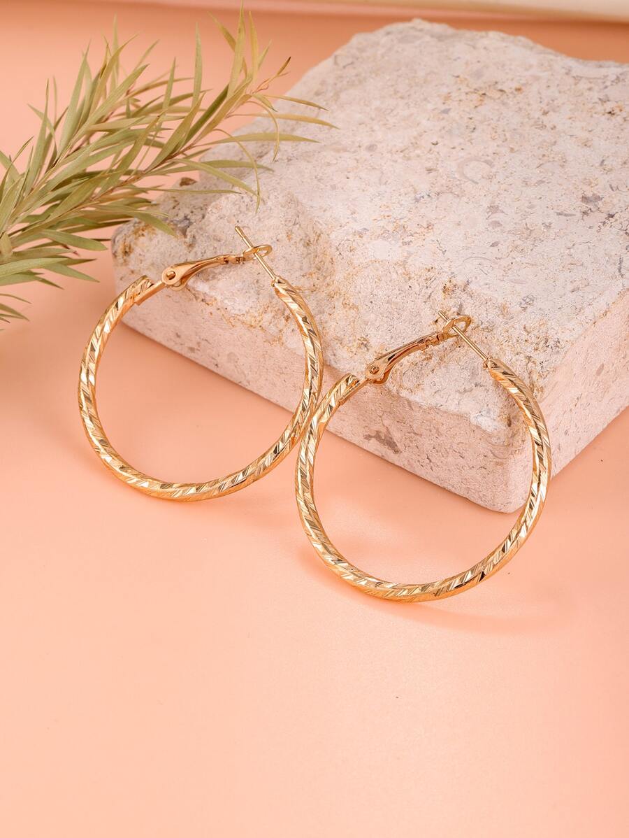 極簡圓耳環 - 金色 - 查看 1