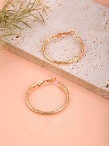 極簡圓耳環 - 金色 - 查看 2