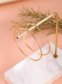 2入組極簡圓耳環 - 金色 - 查看 3