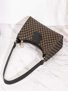 Geometric Pattern Bag Patch Decor Shoulder Bag - Brown - View 2