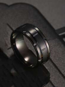 Anillo de acero inoxidable para hombre, para regalo de joyería y fiesta - Negro - Ver 1