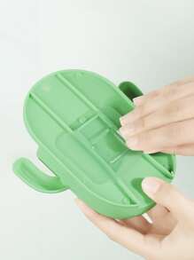 1pc Cactus Design Bathroom Storage Rack, Modern Green PP Bathroom Shelf For Bathroom - Mint Green - View 3