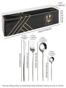 24pcs Stainless Steel Cutlery Set - Silver - View 2