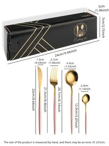 24pcs Stainless Steel Cutlery Set - Pink - View 2