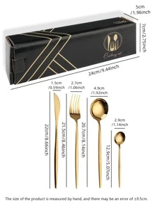24pcs Stainless Steel Cutlery Set - Gold - View 2