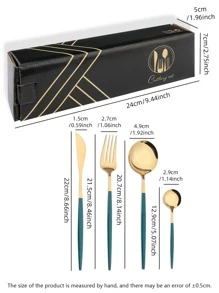24pcs Stainless Steel Cutlery Set - Green - View 2