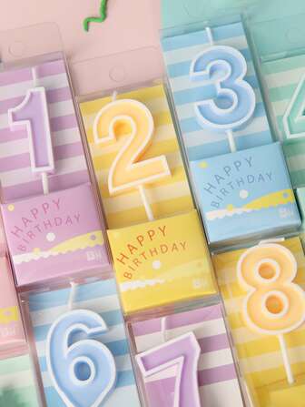 1pc Wax Cake Topper, Number Design Cake Candle For Birthday