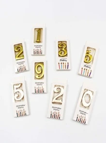 1pc Paper Cake Topper, Number Design Cake Top Decoration For Birthday Party - Rose Gold - View 6
