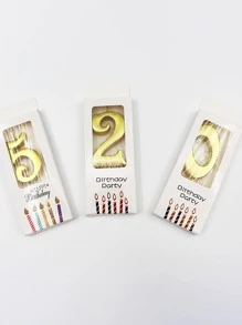 1pc Paper Cake Topper, Number Design Cake Top Decoration For Birthday Party - Rose Gold - View 7