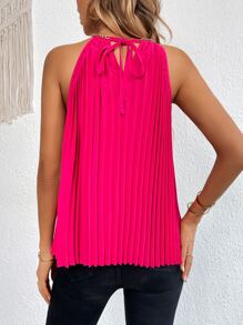 SHEIN Privé Top halter unicolor con fruncido - Rosa Fucsia - Ver 2